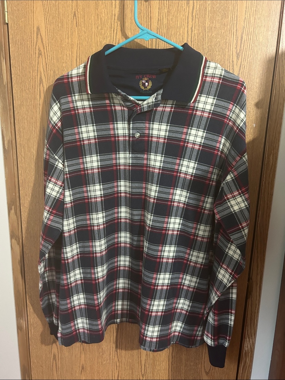 Vintage 90s Ivy Crew Classics Long Sleeve Plaid Polo Shirt